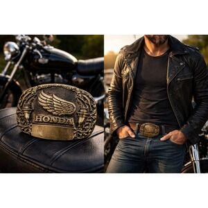 Vintage 1982 Honda Wing Solid Brass‎ Belt Buckle – Award Design Medals USA